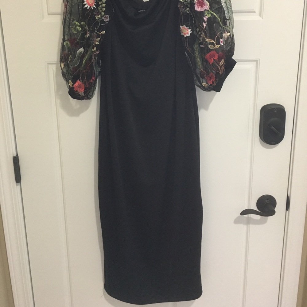 SHEIN off the shoulder black bodycon dress